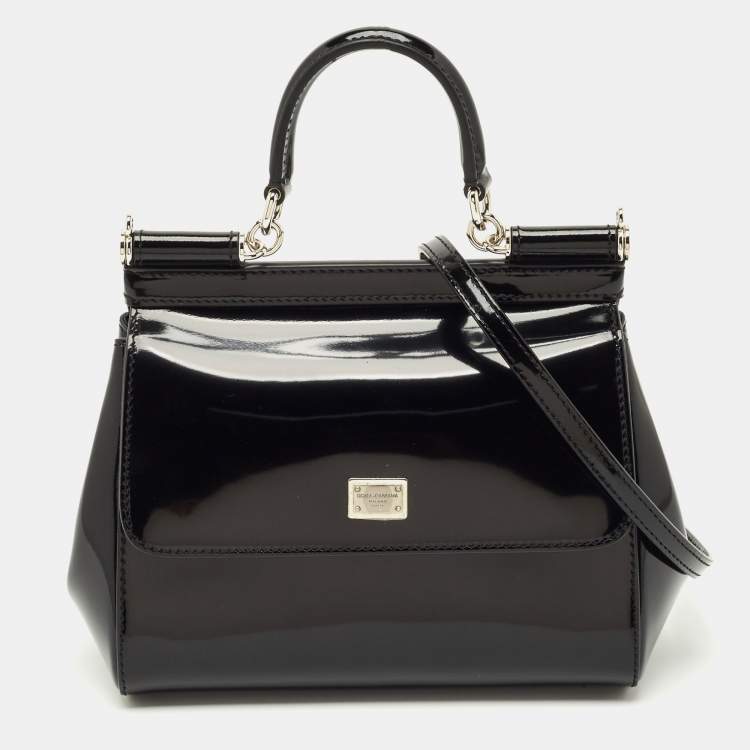 Pre Owned Dolce & Gabbana Black Leather Small Miss Sicily Top Handle Bag