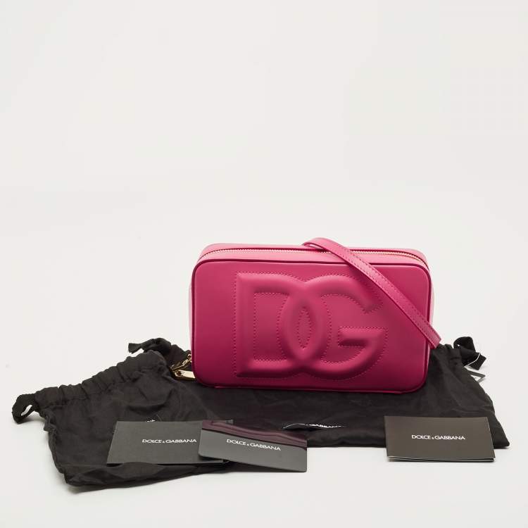 Pre Owned Dolce & Gabbana Pink Leather DG Logo Camera Crossbody Bag