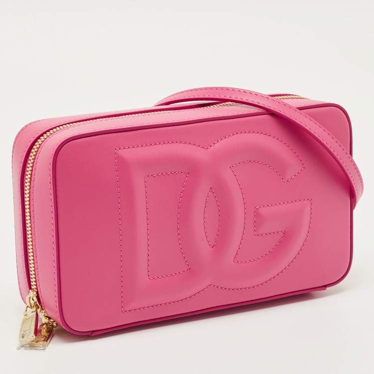 Pre Owned Dolce & Gabbana Pink Leather DG Logo Camera Crossbody Bag