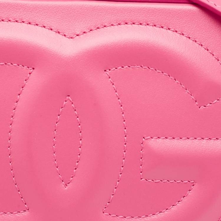 Pre Owned Dolce & Gabbana Pink Leather DG Logo Camera Crossbody Bag