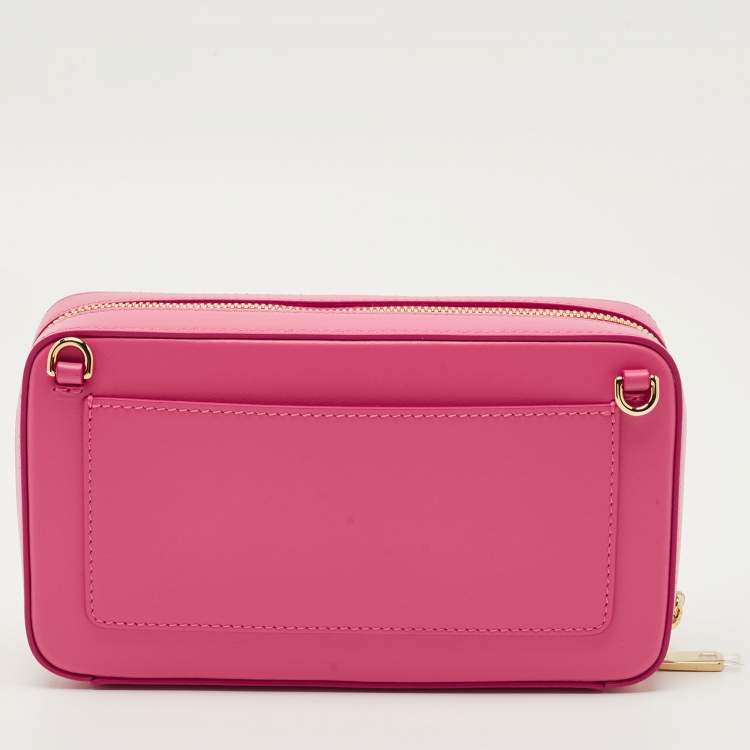 Pre Owned Dolce & Gabbana Pink Leather DG Logo Camera Crossbody Bag