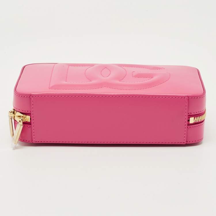 Pre Owned Dolce & Gabbana Pink Leather DG Logo Camera Crossbody Bag