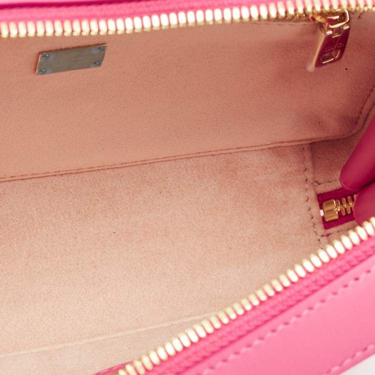 Pre Owned Dolce & Gabbana Pink Leather DG Logo Camera Crossbody Bag