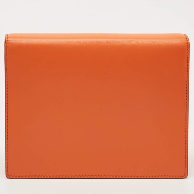 Pre Owned Dolce & Gabbana Orange Leather DG Logo Flap Crossbody Bag