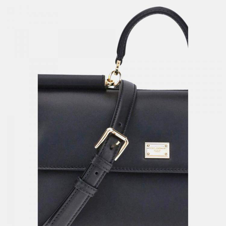 Pre Owned Dolce & Gabbana My Sicily Black Leather Handbag