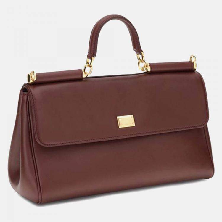 Pre Owned Dolce & Gabbana My Sicily Red Leather Handbag
