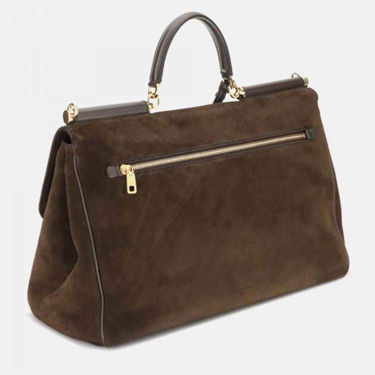مملوكة مسبقًا Dolce & Gabbana Sicily Brown Suede Handbag