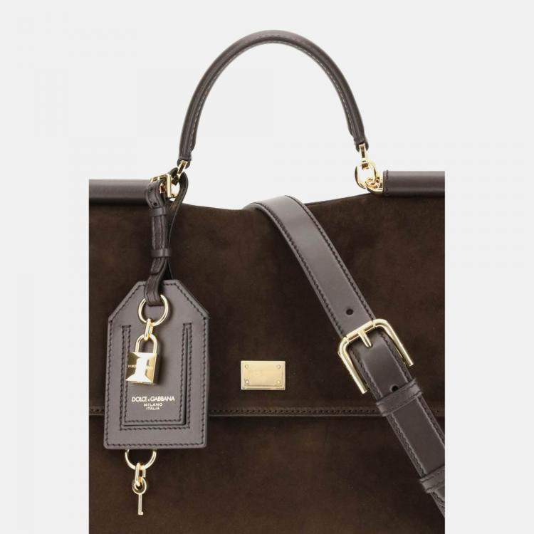 مملوكة مسبقًا Dolce & Gabbana Sicily Brown Suede Handbag