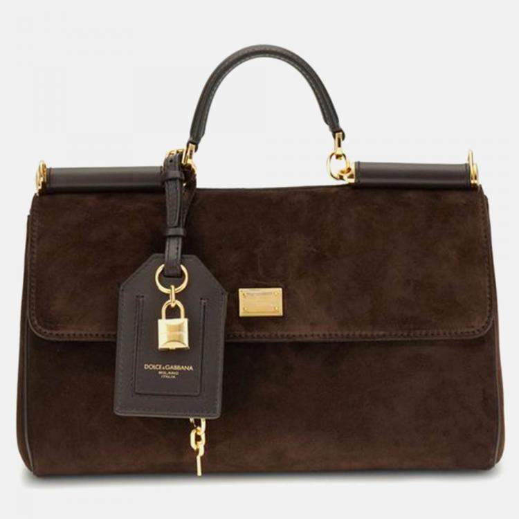 Pre Owned Dolce & Gabbana My Sicily Brown Leather Handbag