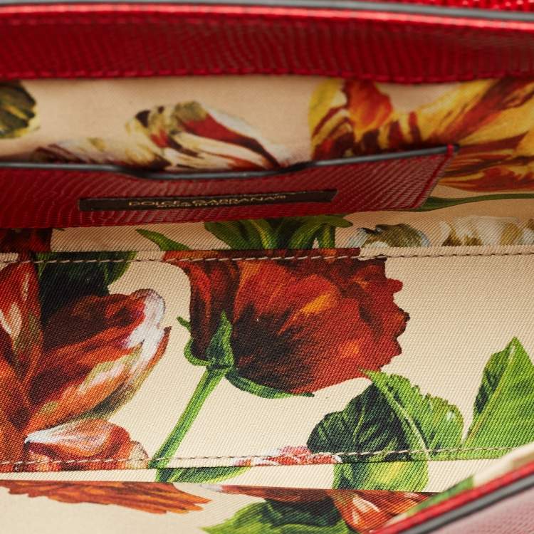 Pre Owned Dolce & Gabbana Red Lizard Embossed Leather DG Millennials Shoulder Bag