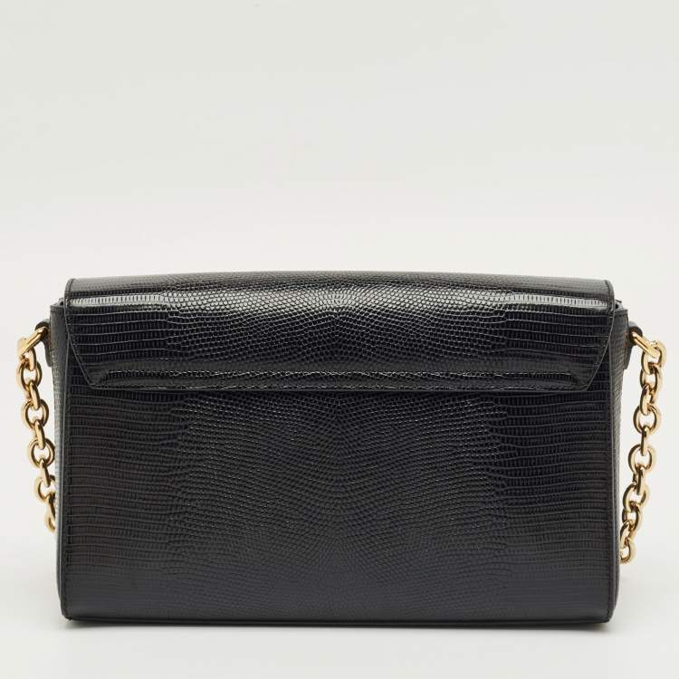 Pre Owned Dolce & Gabbana Black Lizard Embossed Leather DG Millennials Shoulder Bag