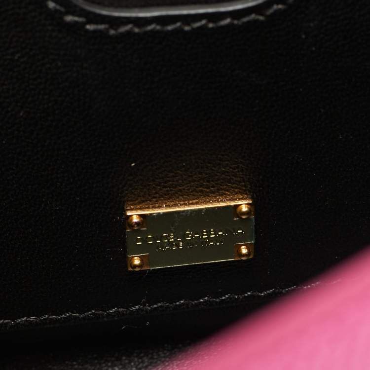 Pre Owned Dolce & Gabbana Pink Lizard Embossed Leather Lucia Top Handle Bag