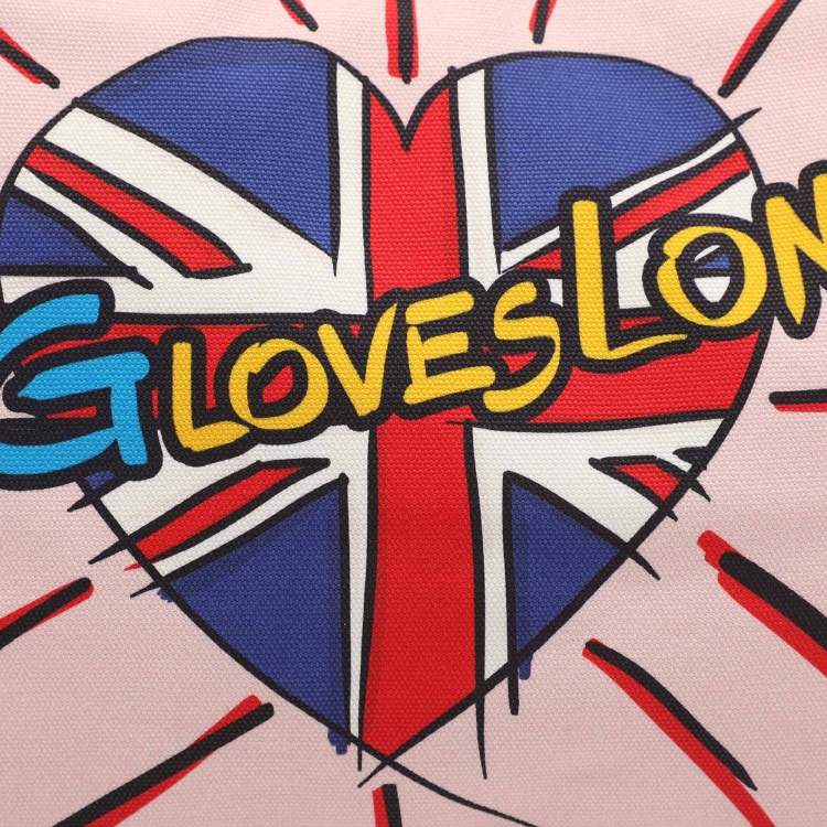 مملوكة مسبقًا حقيبة تسوق قماش وجلد وردي/أحمر دولتشي آند غابانا دي جي لوفز لندن