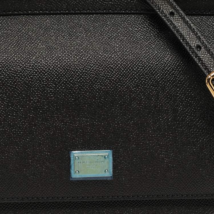 Pre Owned Dolce & Gabbana Miss Sicily Medium Black Leather Top Handle Bag