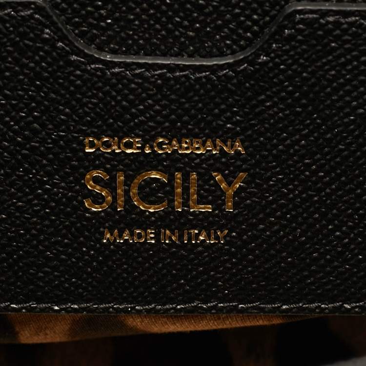 Pre Owned Dolce & Gabbana Miss Sicily Medium Black Leather Top Handle Bag