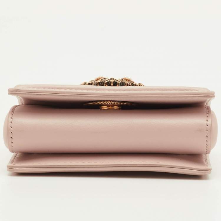 Pre Owned Dolce & Gabbana Devotion Powder Pink Quilted Leather Micro Crossbody Bag