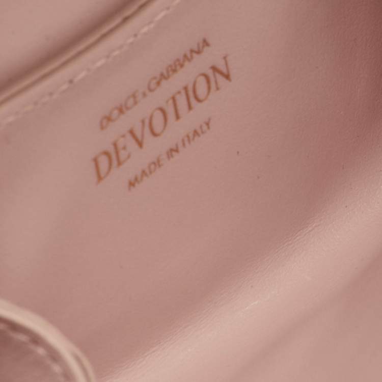 Pre Owned Dolce & Gabbana Devotion Powder Pink Quilted Leather Micro Crossbody Bag