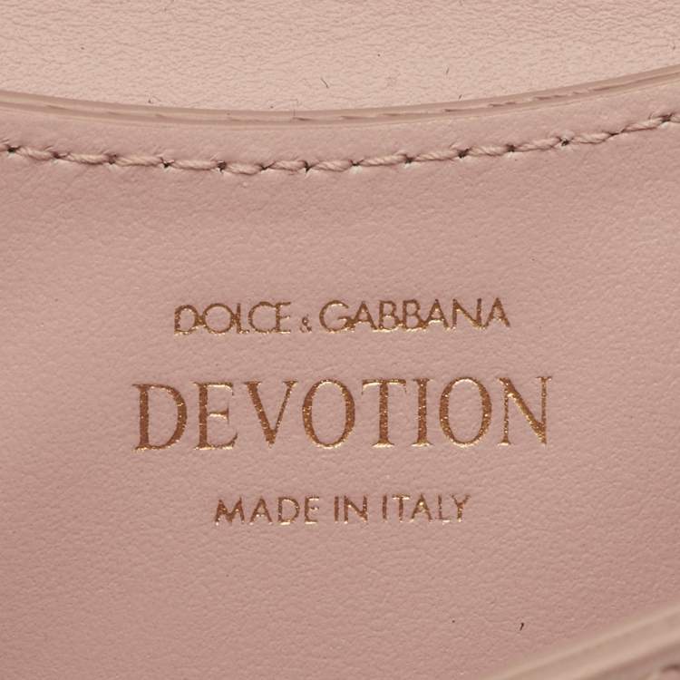 Pre Owned Dolce & Gabbana Devotion Powder Pink Quilted Leather Micro Crossbody Bag