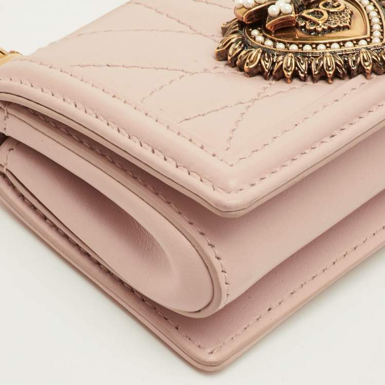 Pre Owned حقيبة دولتشي أند غابانا ديفوشن جلد مبطن وردي مسحوق كروس بودي صغيرة