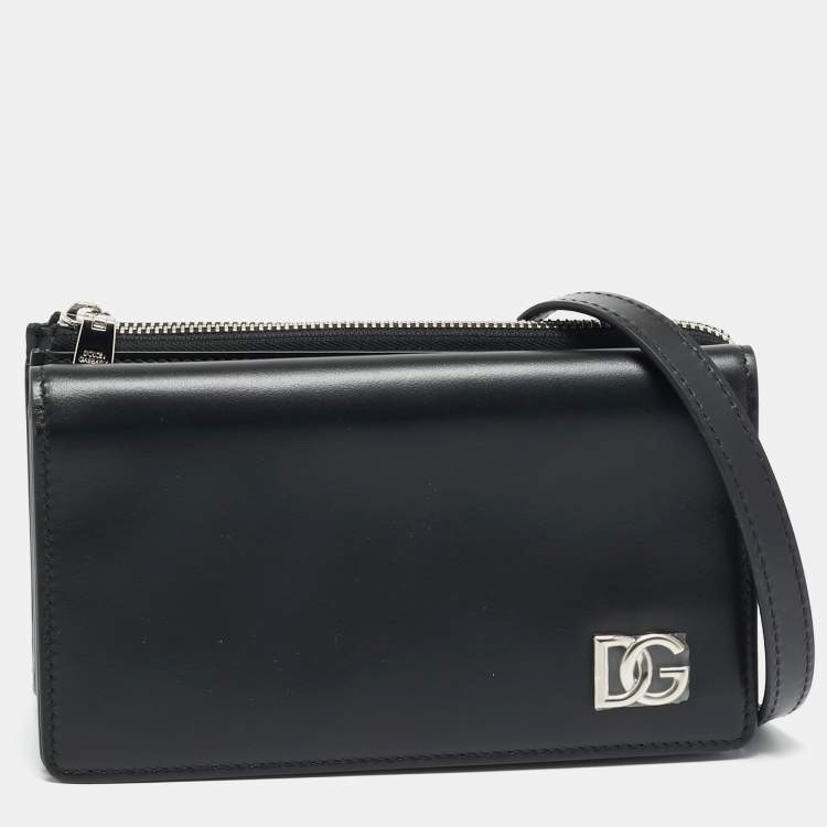Pre Owned Dolce & Gabbana Mini Black Leather Crossbody Bag