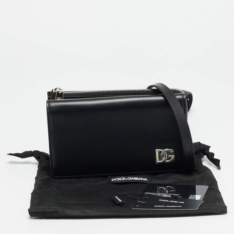 Pre Owned Dolce & Gabbana Mini Black Leather Crossbody Bag