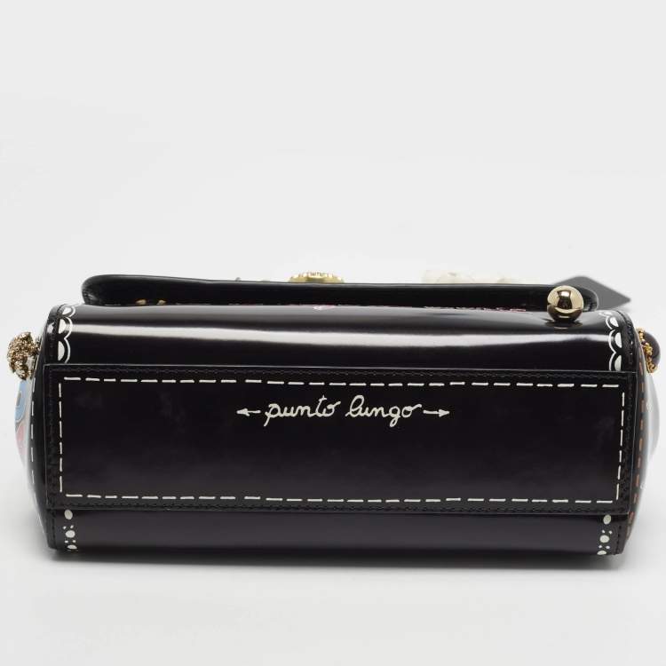 Pre Owned Dolce & Gabbana Miss Sicily Limited Edition Small Black Patent Leather Top Handle Bag