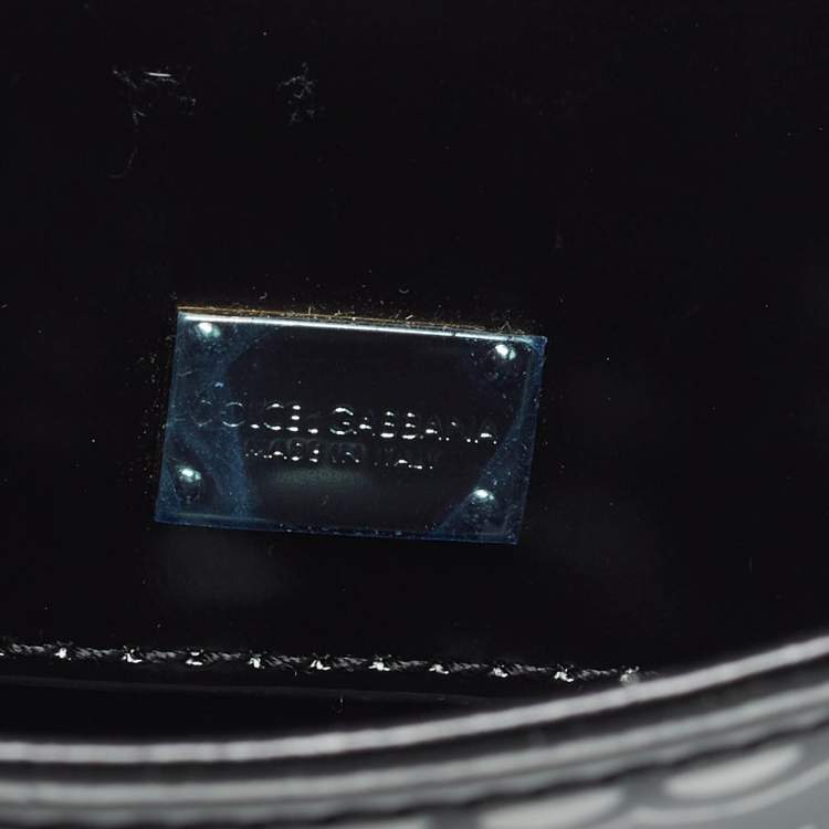 Pre Owned Dolce & Gabbana Miss Sicily Limited Edition Small Black Patent Leather Top Handle Bag