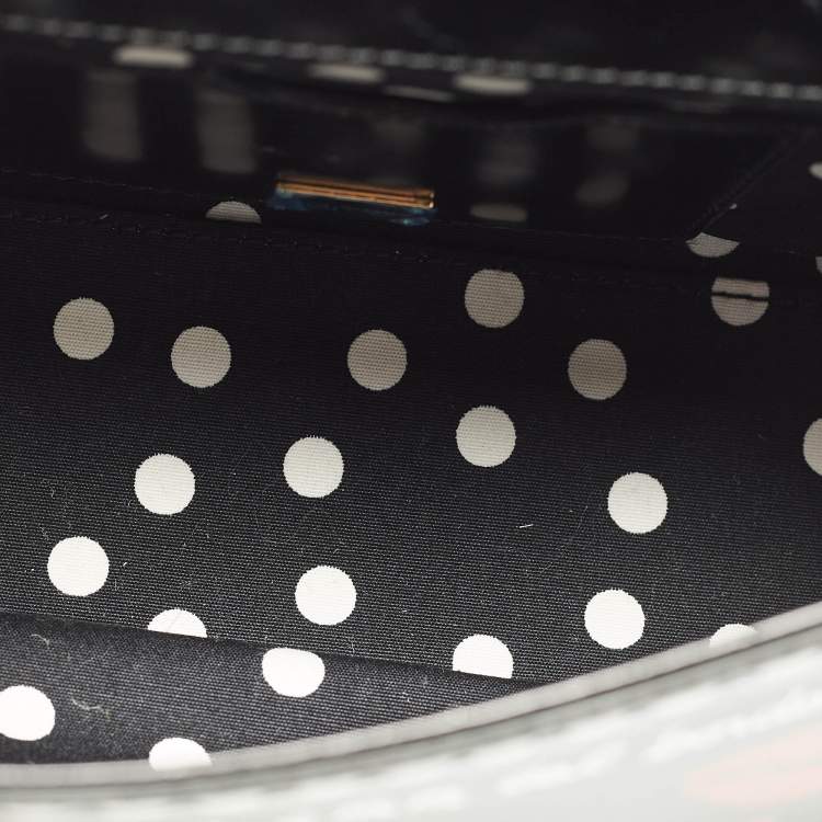 Pre Owned Dolce & Gabbana Miss Sicily Limited Edition Small Black Patent Leather Top Handle Bag