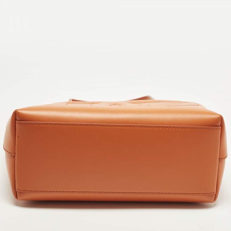 Pre Owned Dolce & Gabbana DG Logo Small Orange Leather Shopper Tote