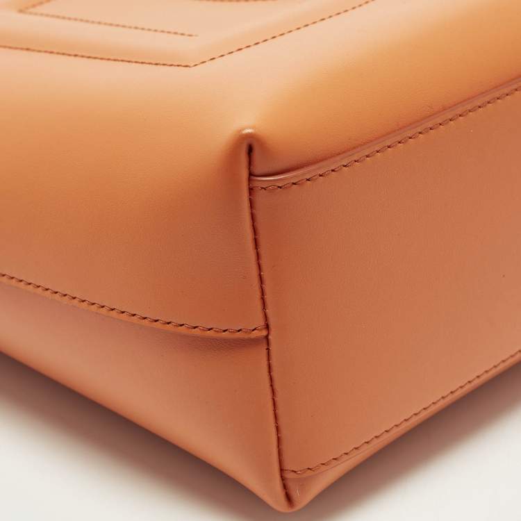 Pre Owned Dolce & Gabbana DG Logo Small Orange Leather Shopper Tote