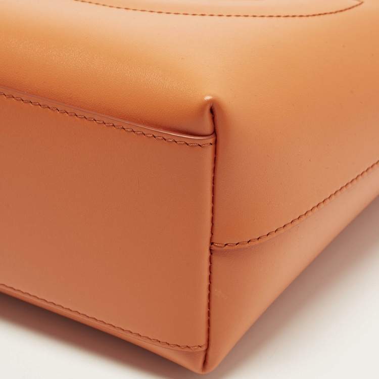 Pre Owned Dolce & Gabbana DG Logo Small Orange Leather Shopper Tote