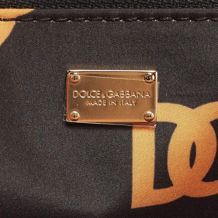 Pre Owned Dolce & Gabbana DG Logo Small Orange Leather Shopper Tote