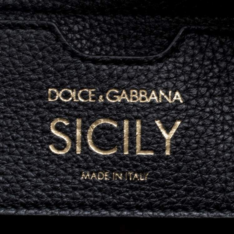 Pre Owned Dolce & Gabbana Black Soft Leather Large Sicily Top Handle Bag