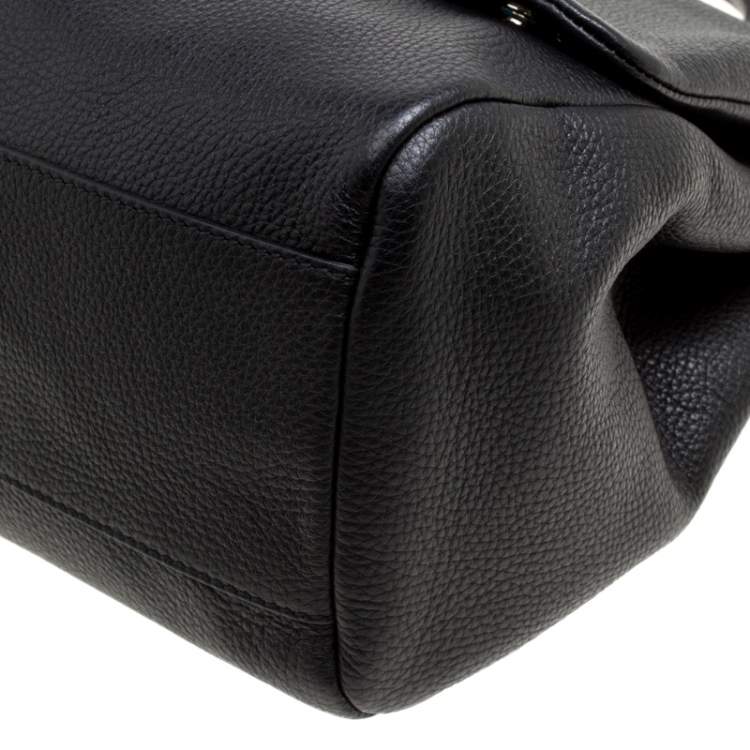 Pre Owned Dolce & Gabbana Black Soft Leather Large Sicily Top Handle Bag