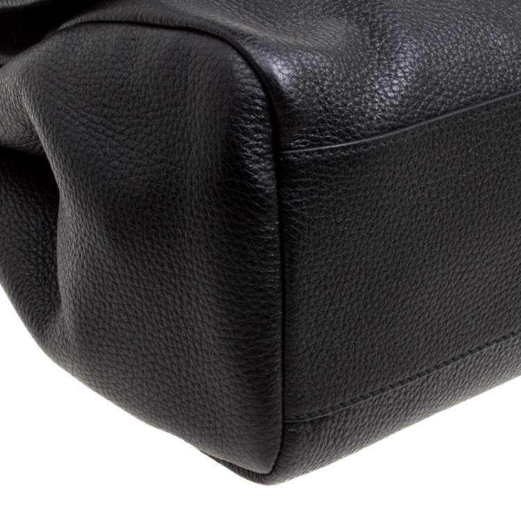 Pre Owned Dolce & Gabbana Black Soft Leather Large Sicily Top Handle Bag