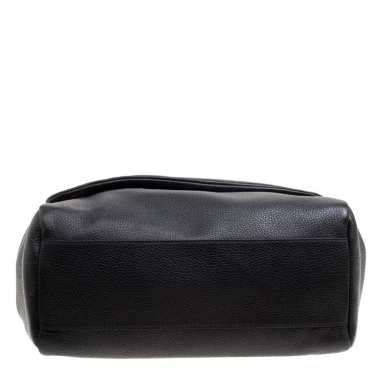 Pre Owned Dolce & Gabbana Black Soft Leather Large Sicily Top Handle Bag