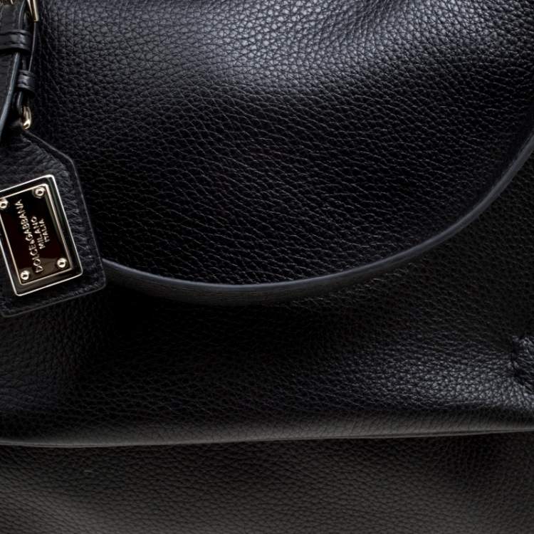 Pre Owned Dolce & Gabbana Black Soft Leather Large Sicily Top Handle Bag