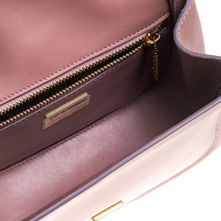 Pre Owned Dolce & Gabbana Pastel Pink Leather Small Amore Crossbody Bag