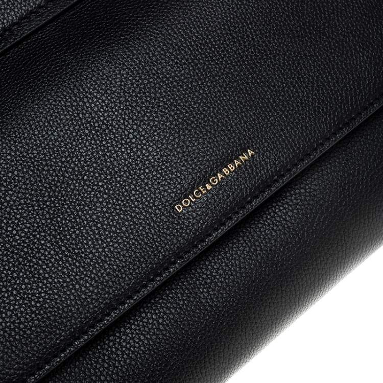 Pre Owned Dolce & Gabbana Black Leather Soft Medium Miss Sicily Top Handle Bag