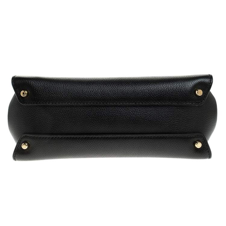 Pre Owned Dolce & Gabbana Black Leather Soft Medium Miss Sicily Top Handle Bag