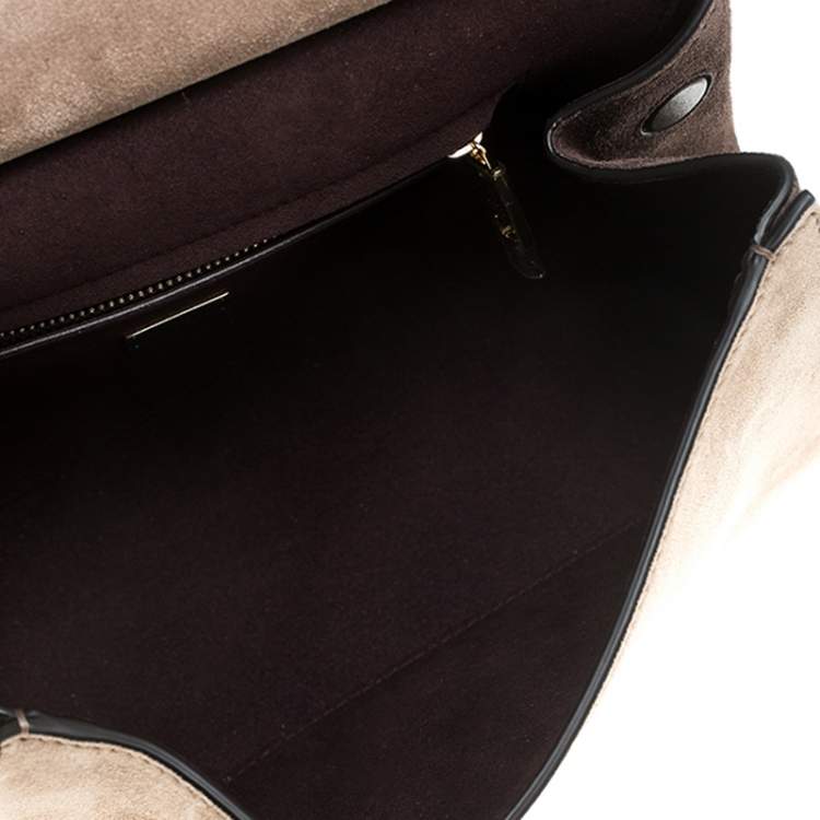 Pre Owned Dolce & Gabbana Brown Suede Soft Medium Miss Sicily Top Handle Bag