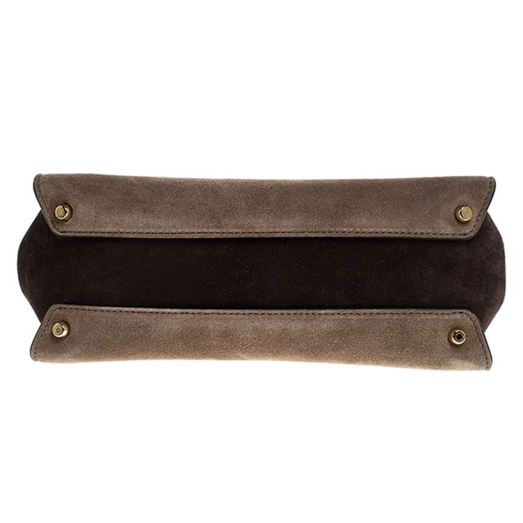 Pre Owned Dolce & Gabbana Brown Suede Soft Medium Miss Sicily Top Handle Bag