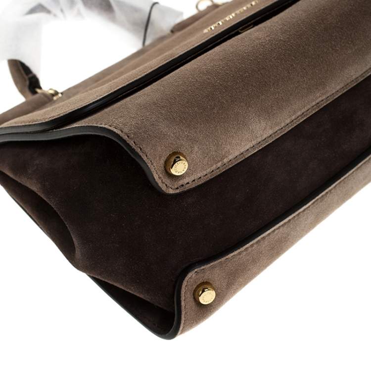 Pre Owned Dolce & Gabbana Brown Suede Soft Medium Miss Sicily Top Handle Bag