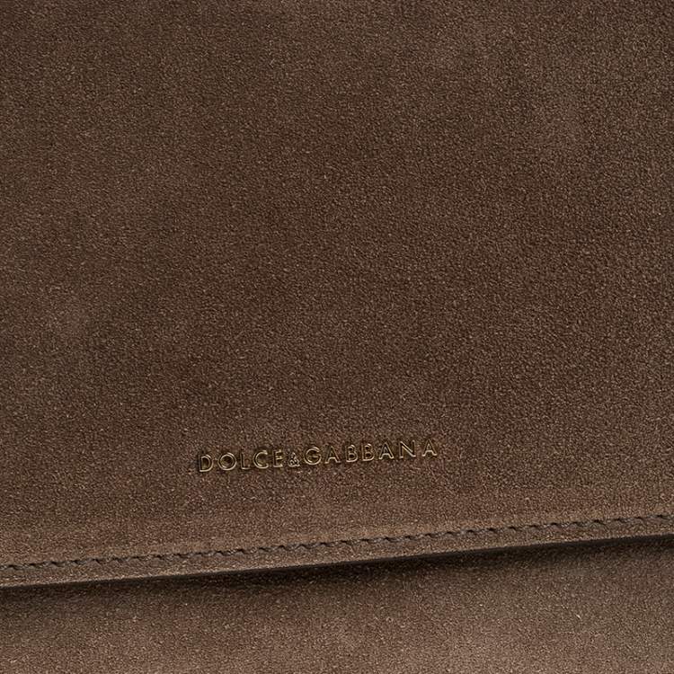 Pre Owned Dolce & Gabbana Brown Suede Soft Medium Miss Sicily Top Handle Bag