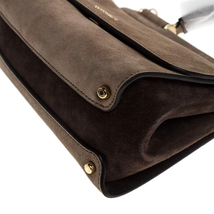 Pre Owned Dolce & Gabbana Brown Suede Soft Medium Miss Sicily Top Handle Bag