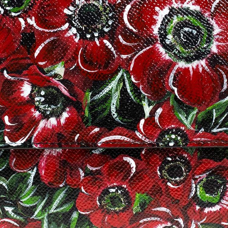 Pre Owned Dolce & Gabbana Black Floral Printed Leather Medium Miss Sicily Top Handle Bag