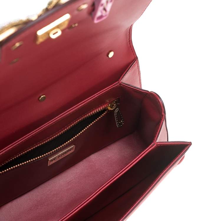 Pre Owned Dolce & Gabbana Red Leather DG Amore Top Handle Bag