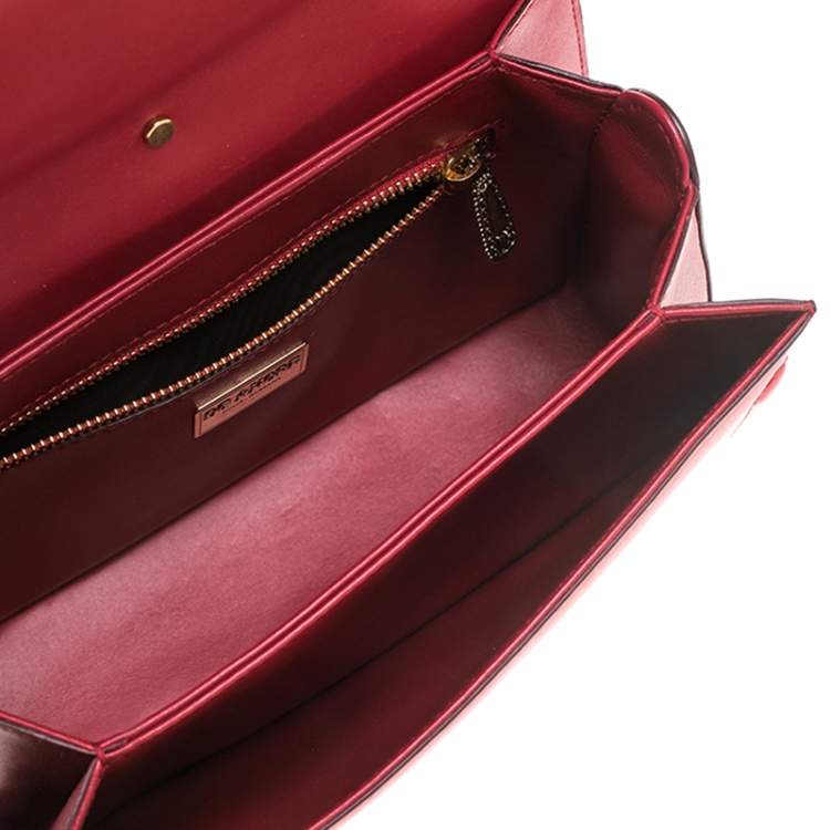 Pre Owned Dolce & Gabbana Red Leather DG Amore Top Handle Bag