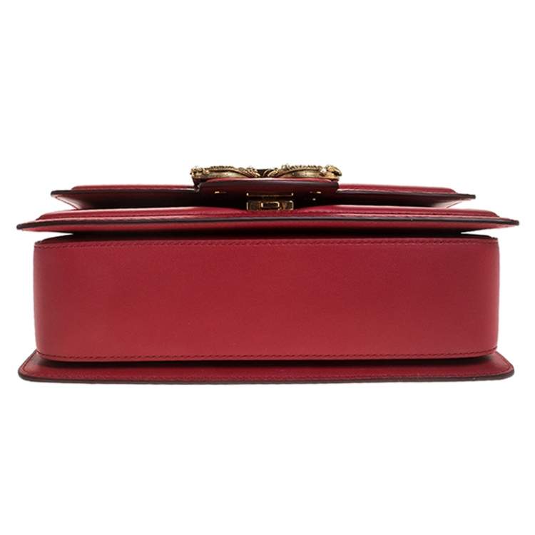 Pre Owned Dolce & Gabbana Red Leather DG Amore Top Handle Bag