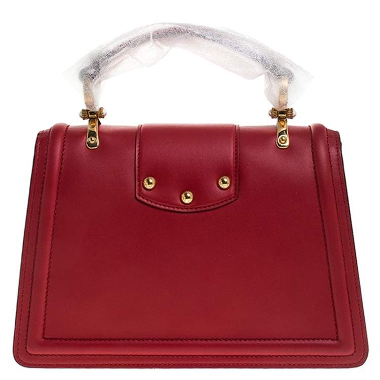 Pre Owned Dolce & Gabbana Red Leather DG Amore Top Handle Bag